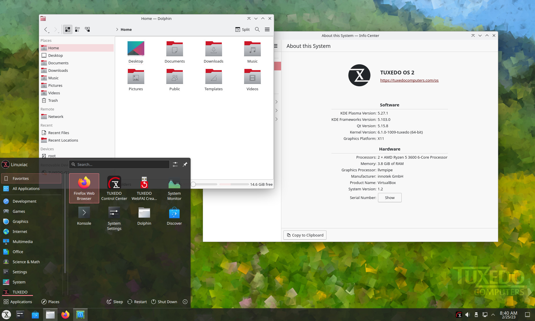 TUXEDO OS 2 Plasma 5.27 Desktop