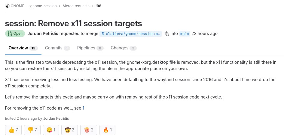 Gli sviluppatori di GNOME stanno discutendo la rimozione del supporto X11 nell'ambiente desktop.