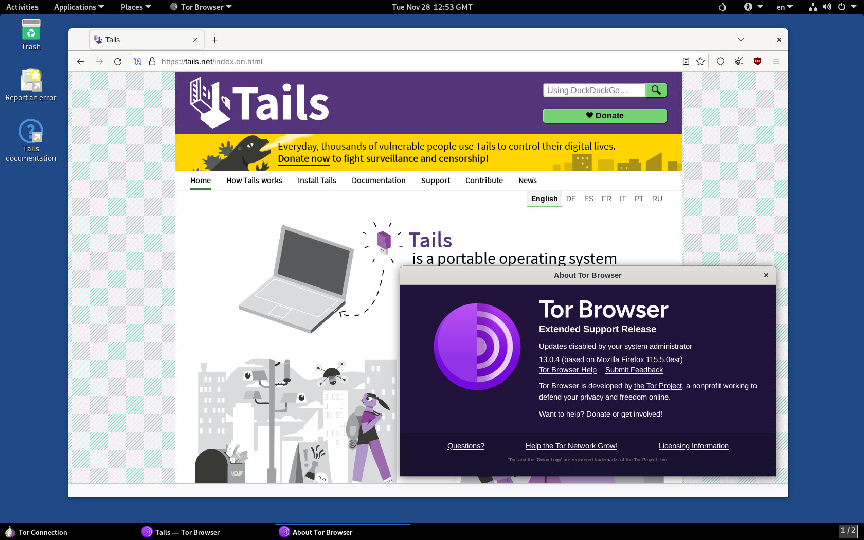 Tails 5.20 porta l’ultimo browser Tor ed elimina l’elenco dei filtri AdGuard