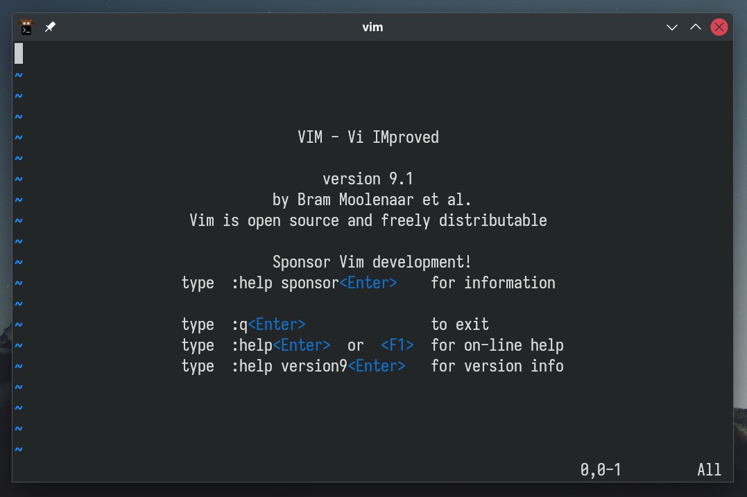 Vim 9.1 Editor di testo del terminale