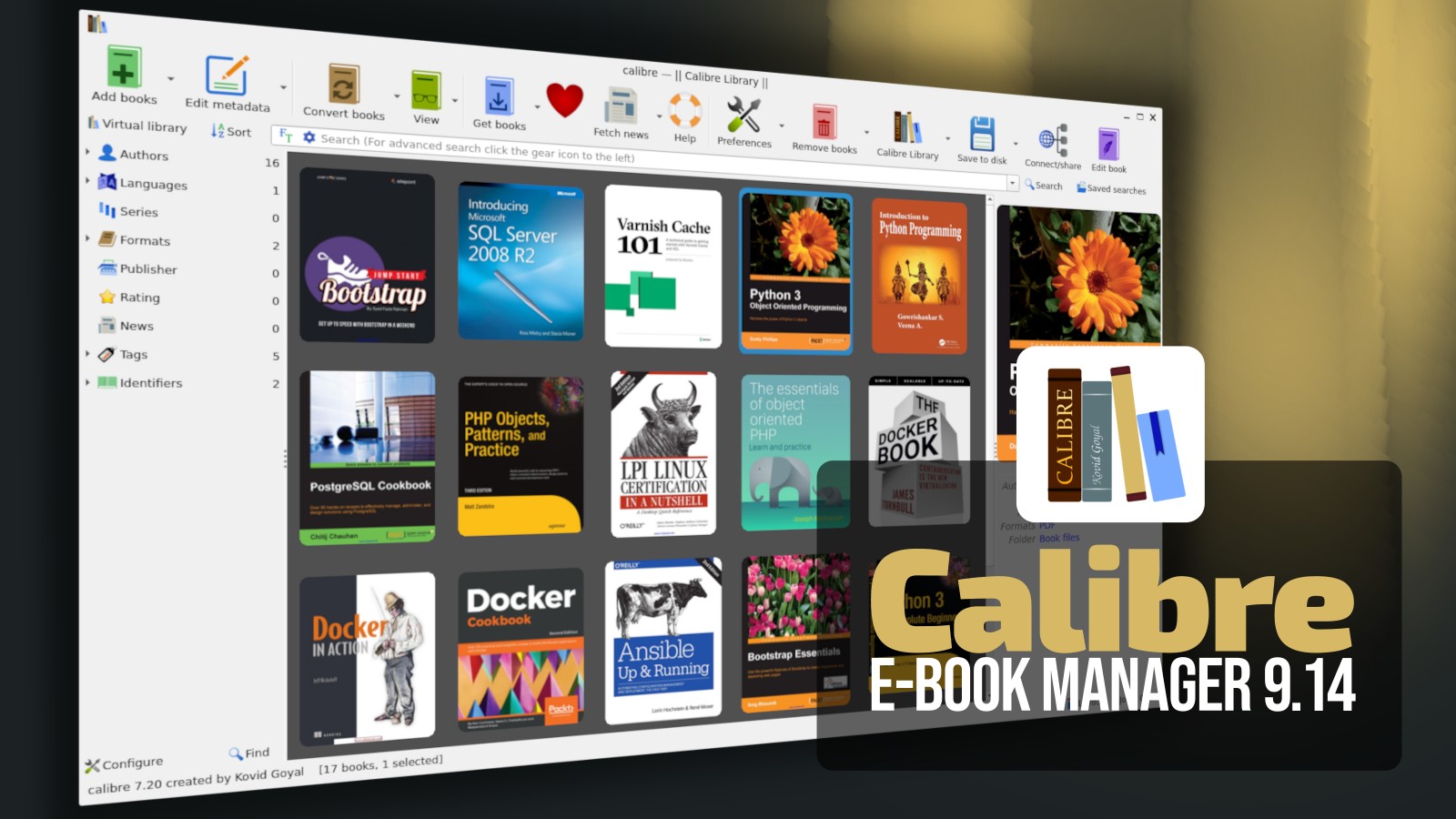 Calibre 9.14 E-Book Manager Adds AI-Generated Book Covers
